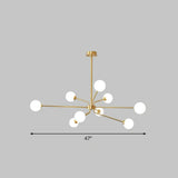 Sleek Brass Finish Blown Glass Sputnik Chandelier - Minimalistic Suspension Lighting For Living Room