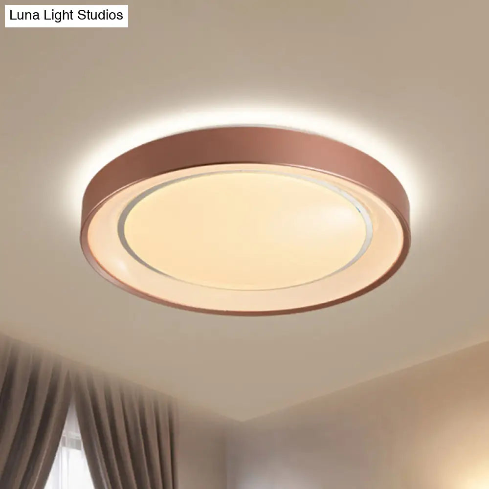 Sleek Champagne Flush Mount Led Ceiling Lamp - 19.5’ Dia Simplicity Metallic Light