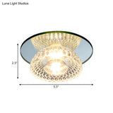 Sleek Chrome Crystal Led Flush Light With Mini Flower Bowl Design Perfect For Ceiling Mount Mirror