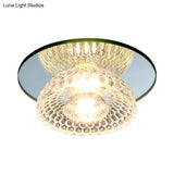 Sleek Chrome Crystal Led Flush Light With Mini Flower Bowl Design Perfect For Ceiling Mount Mirror