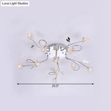 Sleek Chrome Cube Semi Flush Mount Modern Crystal Ceiling Lamp - 11/20 - Light Hand - Cut Crystals