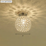 Sleek Chrome Globe Ceiling Mounted Light Fixture: Elegant 1 - Head K9 Crystal Semi Flush
