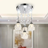 Sleek Chrome Semi Flush Light Fixture With Lotus Crystal Shade - Perfect For Modern Dining Rooms 4 /