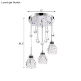 Sleek Chrome Semi Flush Light Fixture With Lotus Crystal Shade - Perfect For Modern Dining Rooms