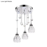 Sleek Chrome Semi Flush Light Fixture With Lotus Crystal Shade - Perfect For Modern Dining Rooms