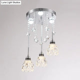 Sleek Chrome Semi Flush Light Fixture With Lotus Crystal Shade - Perfect For Modern Dining Rooms