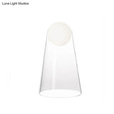 Sleek Clear Glass Led Bedside Night Lamp With Modo Shade Inside - Minimalist Conical Table Light
