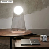 Sleek Clear Glass Led Bedside Night Lamp With Modo Shade Inside - Minimalist Conical Table Light