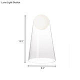Sleek Clear Glass Led Bedside Night Lamp With Modo Shade Inside - Minimalist Conical Table Light