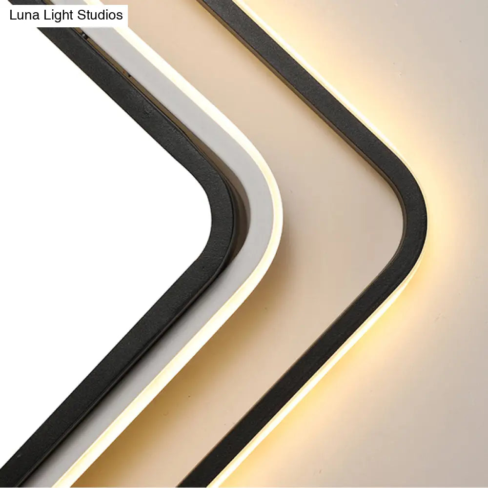 Sleek Contemporary Ceiling Flush Mount Light With Integrated Led And Acrylic Shade - Black/White