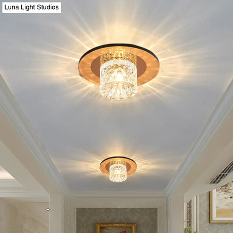 Sleek Crystal Cylinder Led Flush Mount Spotlight For Hallway Lighting