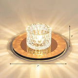 Sleek Crystal Cylinder Led Flush Mount Spotlight For Hallway Lighting Tan / Warm