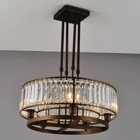 Sleek Crystal Rectangle 5-Light Coffee Ceiling Fixture - Round Semi Flush Mount For Modern Décor