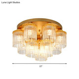 Sleek Crystal Rod Ceiling Light Fixture - Postmodern Semi Flush Mount Lamp (5/10/12 Heads)