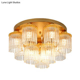 Sleek Crystal Rod Ceiling Light Fixture - Postmodern Semi Flush Mount Lamp (5/10/12 Heads)