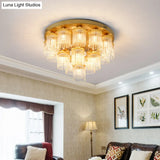 Sleek Crystal Rod Ceiling Light Fixture - Postmodern Semi Flush Mount Lamp (5/10/12 Heads)