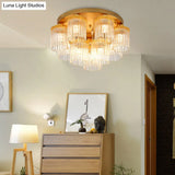 Sleek Crystal Rod Ceiling Light Fixture - Postmodern Semi Flush Mount Lamp (5/10/12 Heads)