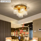 Sleek Crystal Rod Ceiling Light Fixture - Postmodern Semi Flush Mount Lamp (5/10/12 Heads)
