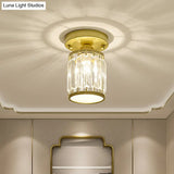 Sleek Crystal Semi Flush Mount Ceiling Light For Foyer - Round/Square Shape Small Size 1 Bulb