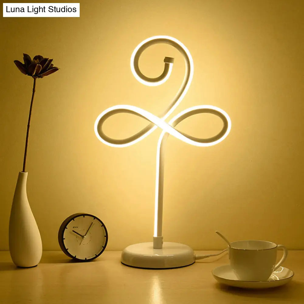 Sleek Curve Led Table Lamp For Living Room Nightstand - Simplicity Style Metallic Finish