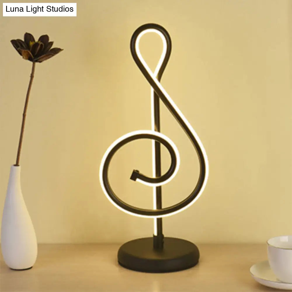 Sleek Curve Led Table Lamp For Living Room Nightstand - Simplicity Style Metallic Finish