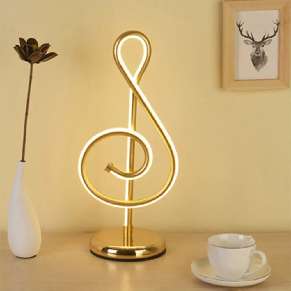 Sleek Curve Led Table Lamp For Living Room Nightstand - Simplicity Style Metallic Finish Gold / C
