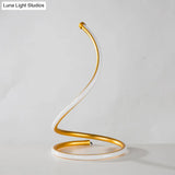 Sleek Curved Led Night Table Lamp In Gold/Silver With Minimalist Acrylic Design White/Warm Light