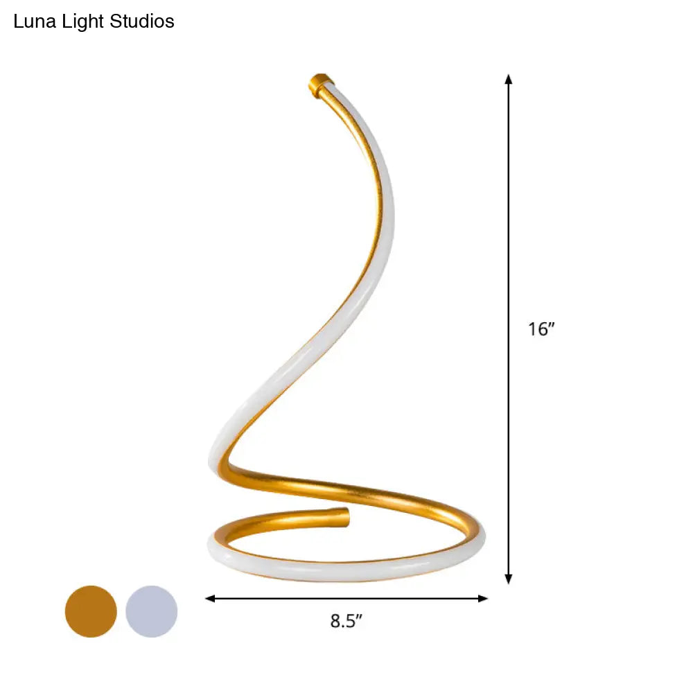 Sleek Curved Led Night Table Lamp In Gold/Silver With Minimalist Acrylic Design White/Warm Light