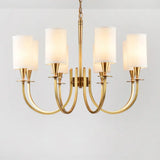 Sleek Cylinder Fabric Chandelier In Brass - Minimalist Living Room Pendant Fixture 8 /