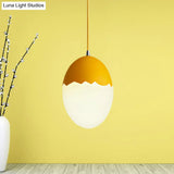 Sleek Eggshell Acrylic Metal Suspension Light For Modern Dining Rooms