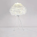 Sleek Feathered Bedside Lamp: Minimalistic Spherical Night Light With Tripod White