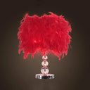 Sleek Feathered Cylinder Night Light In Red/Pink/Purple With Crystal Pedestal Red