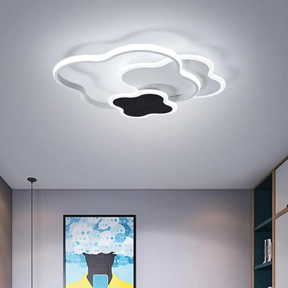 Sleek Geometric Acrylic Ceiling Light - Black & White Led Flush Mount In Warm/White 18’/21.5’