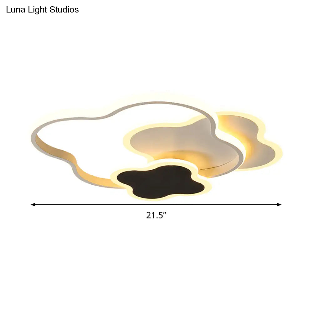 Sleek Geometric Acrylic Ceiling Light - Black & White Led Flush Mount In Warm/White 18’/21.5’ Wide