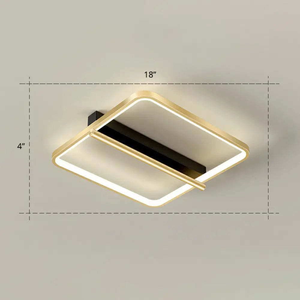 Sleek Geometrical Flush Ceiling Light In Black - Gold Finish - Simplicity Acrylic Flushmount For