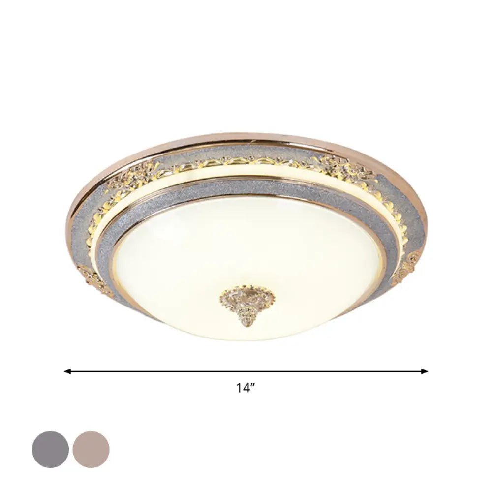 Sleek Glass Apricot Ceiling Lamp - Led Flush Mount Light Bowl-Shape Simplicity 14/16/19.5 Dia