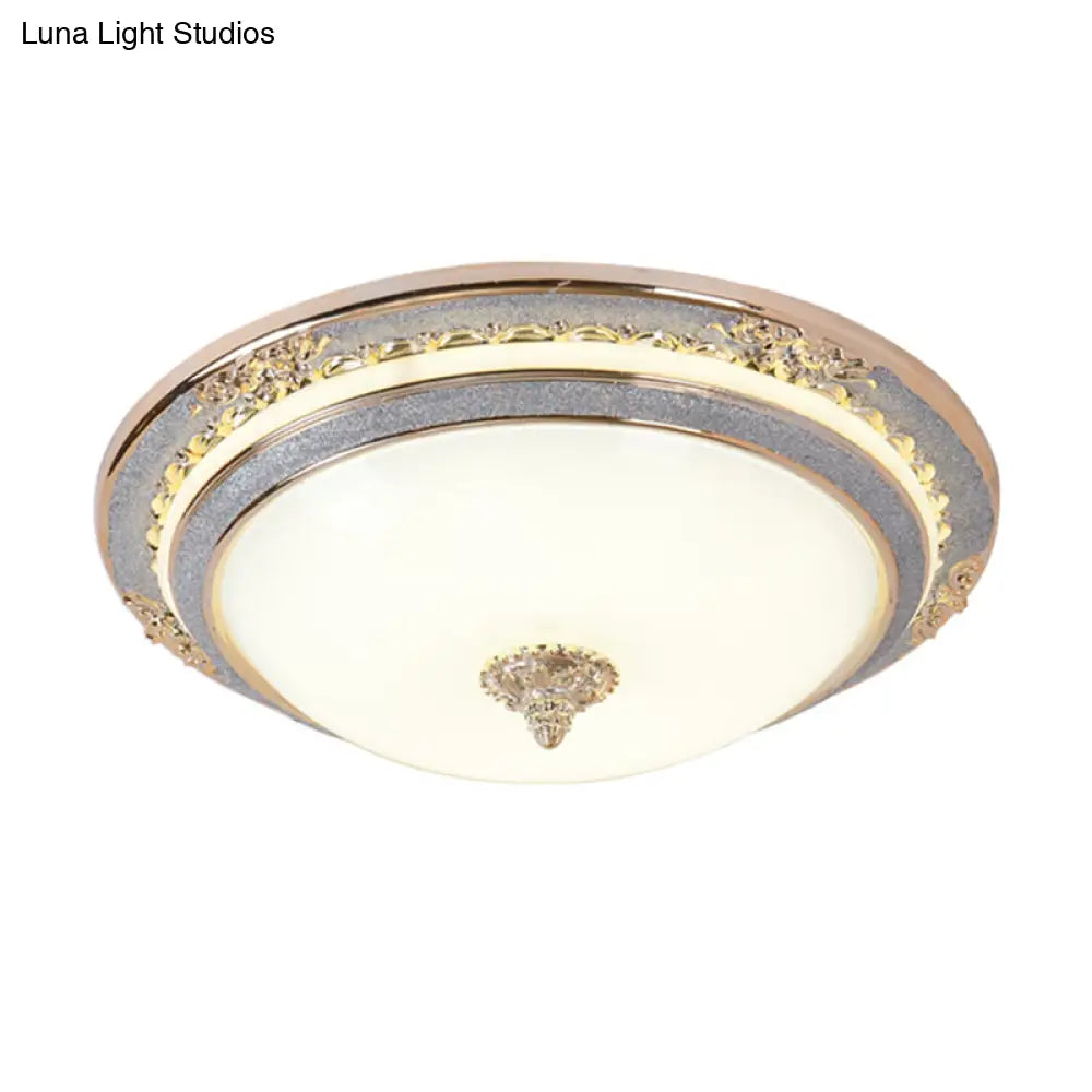 Sleek Glass Apricot Ceiling Lamp - Led Flush Mount Light Bowl - Shape Simplicity 14’/16’/19.5’ Dia