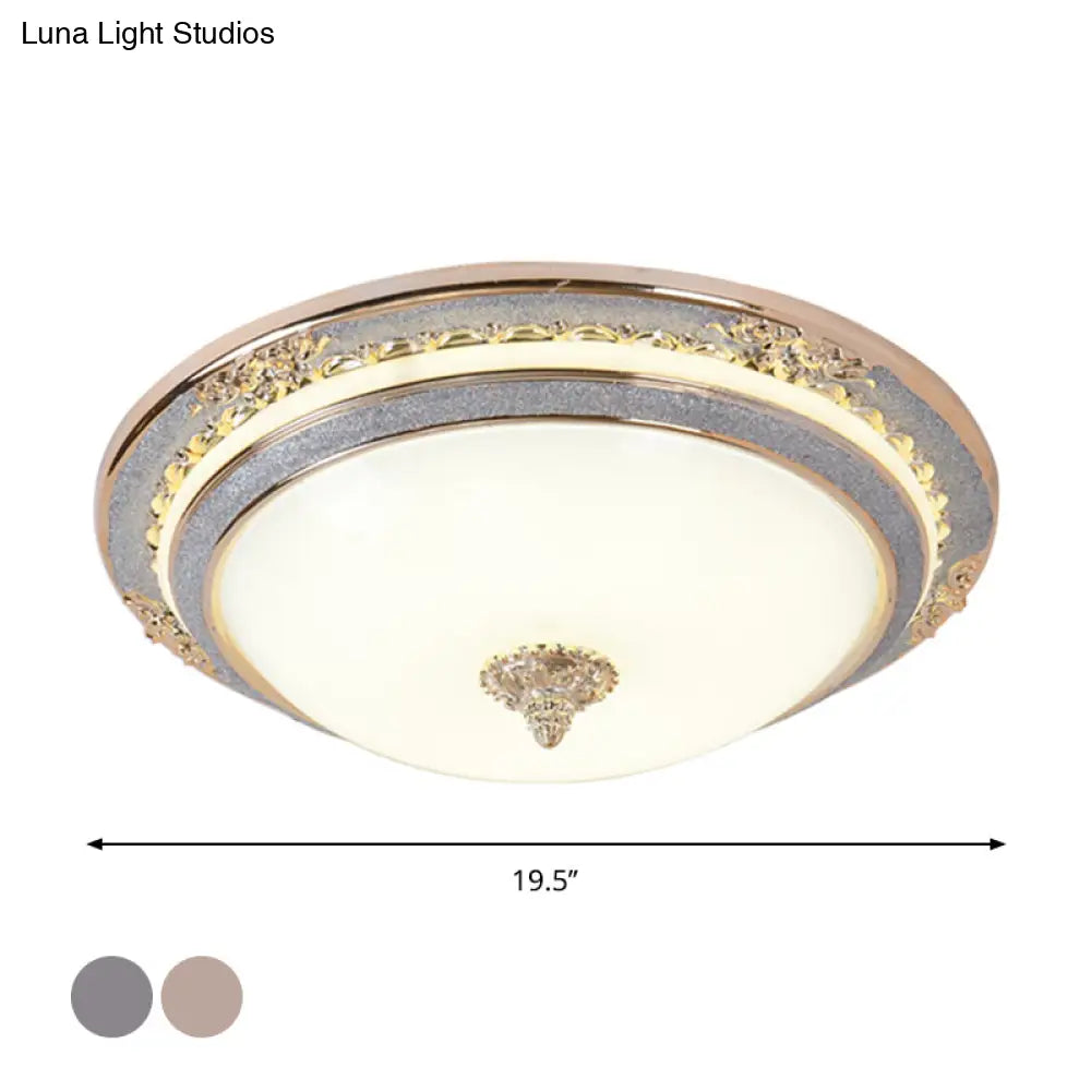 Sleek Glass Apricot Ceiling Lamp - Led Flush Mount Light Bowl - Shape Simplicity 14’/16’/19.5’ Dia