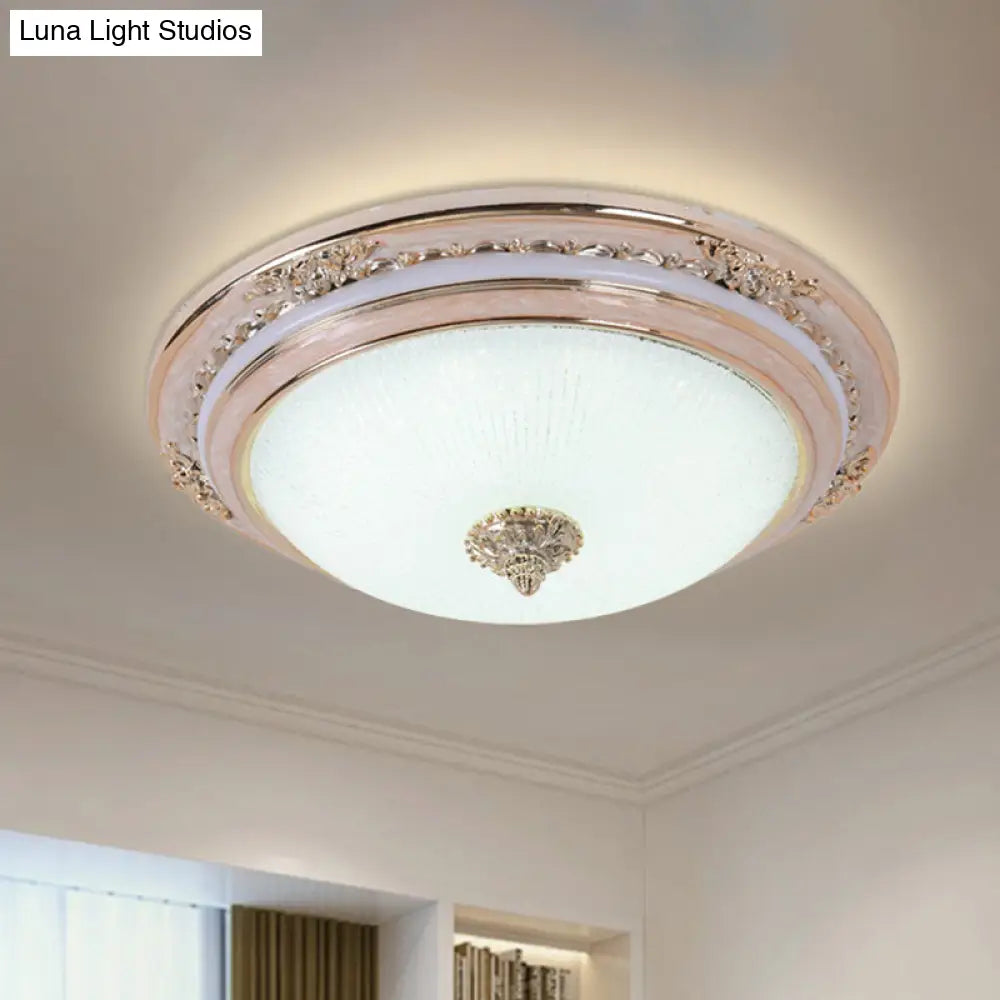 Sleek Glass Apricot Ceiling Lamp - Led Flush Mount Light Bowl - Shape Simplicity 14’/16’/19.5’ Dia