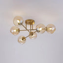Sleek Glass Ball Semi Flush Mount Light - Postmodern Brass Ceiling Highlight For Dining Room 6 /