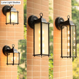Sleek Glass Box Wall Sconce Lamp: Outdoor 1-Head Mounted Lighting In Black