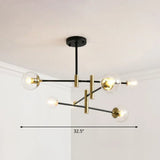 Sleek Glass Chandelier With Adjustable Rod Arm – Stylish Bedroom Lighting Fixture 6 / Clear