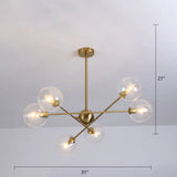 Sleek Glass Dining Chandelier - Minimalistic Ball Pendant Ceiling Light 6 / Gold Clear