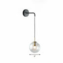 Sleek Glass Spherical Wall Sconce Light - Stylish Single Bulb Hanging Lighting For Living Room Black