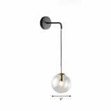Sleek Glass Spherical Wall Sconce Light - Stylish Single Bulb Hanging Lighting For Living Room Black