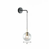 Sleek Glass Spherical Wall Sconce Light - Stylish Single Bulb Hanging Lighting For Living Room Black