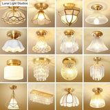 Sleek Gold Glass Tapered Semi Flush Mount Ceiling Light - Minimalistic Single-Bulb For Corridors