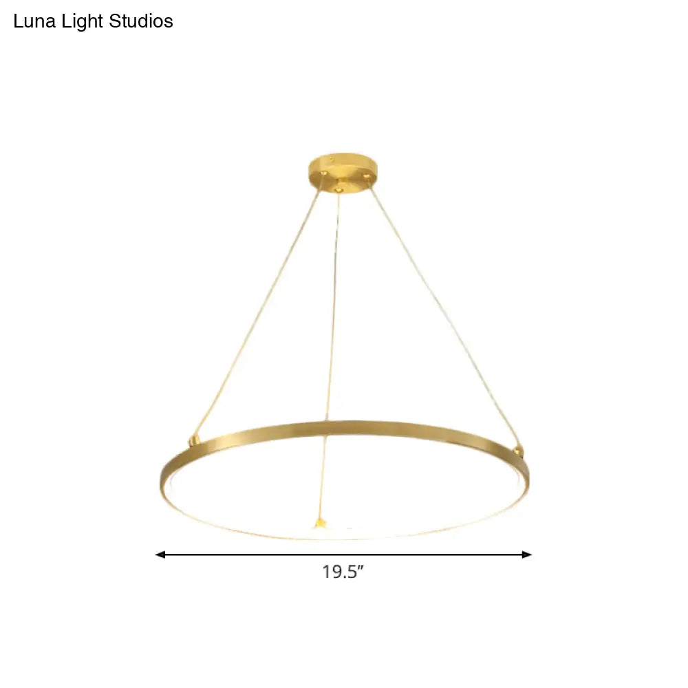 Sleek Gold Hoop Led Chandelier Pendant For Dining Room
