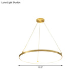 Sleek Gold Hoop Led Chandelier Pendant For Dining Room