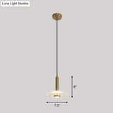 Sleek Gold Led Hanging Light Fixture For Bedroom - Simplicity Acrylic Shade Ceiling Lamp